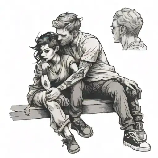 2 Persons Outlines Only Black