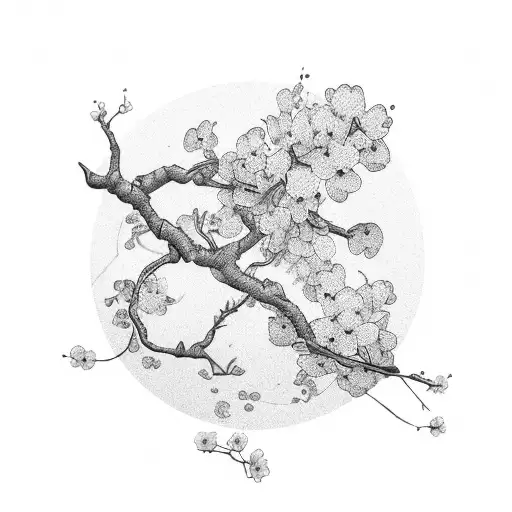 A Music Note Intertwined With A Cherry Blossom Branch