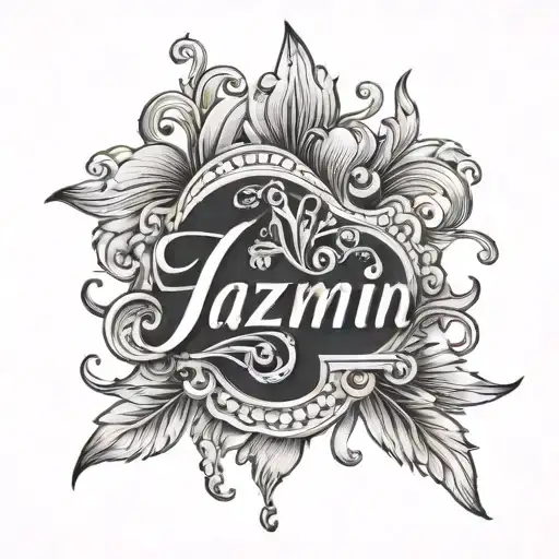 Jazmin Name Word With Diamonds At Background Black