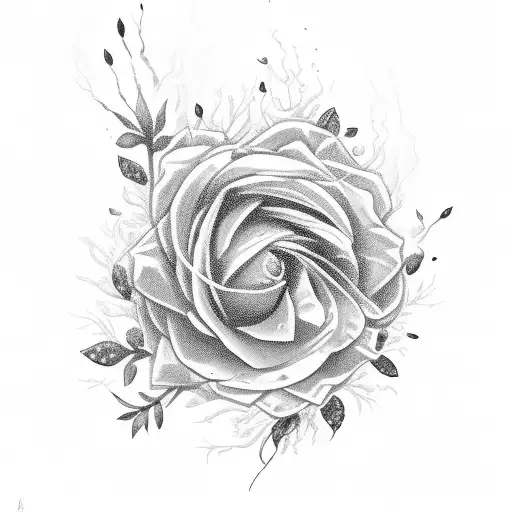 Floral Tattoo Blazing With Lightning