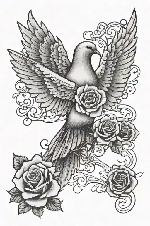 Life Line With An E And A Dove And An Eternal Rose