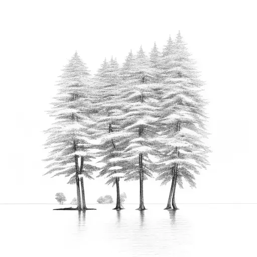 Lake With Trees Behind And A Big Mountain In The Middle