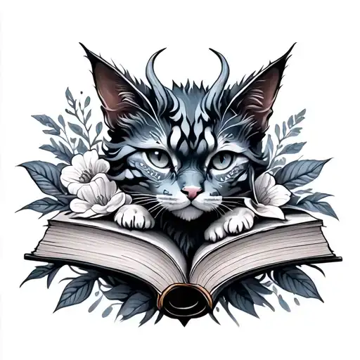 Books Dragon Cat Flowers