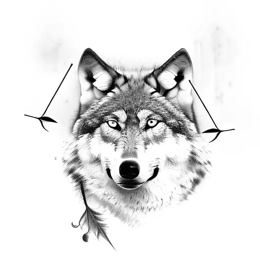 Wolf With Arrow In Back Protecting His Pack