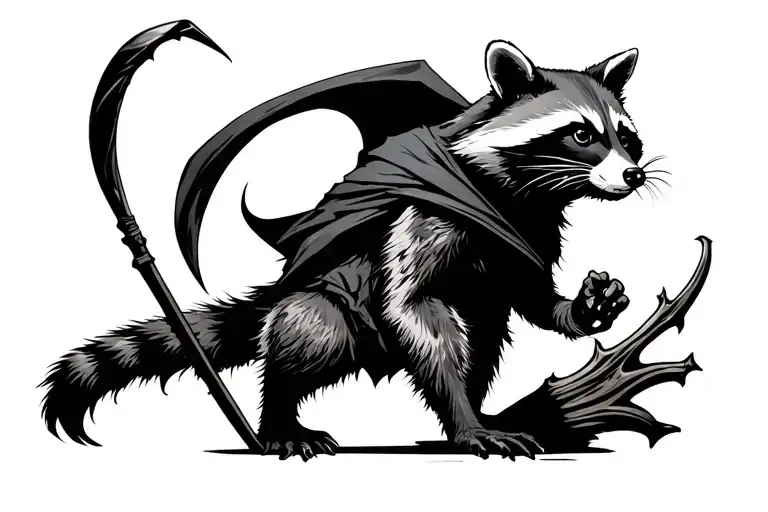 Raccoon Grim Reaper Standing