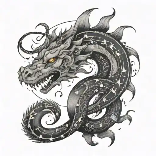 Ouroboros With All The Constellations Of Zodiac Inside The Body Around The Wrist