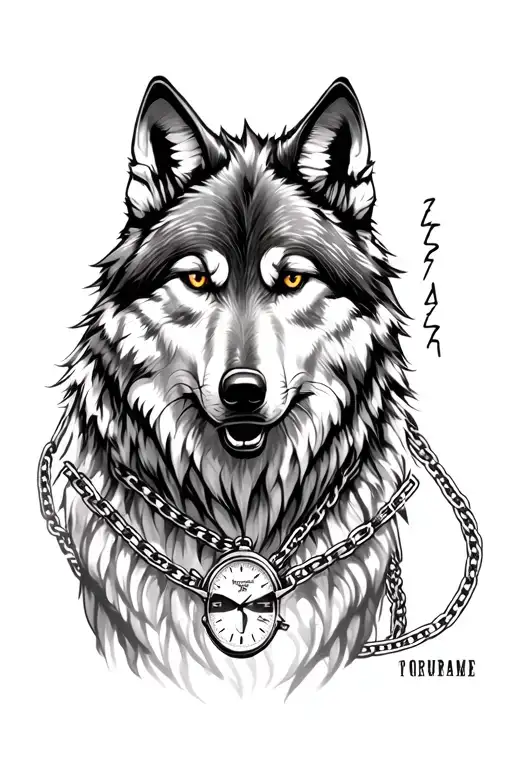 Wolf With A Watch With Chain Forest