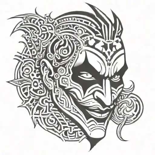 Joker And Samoan Tribal Patterns