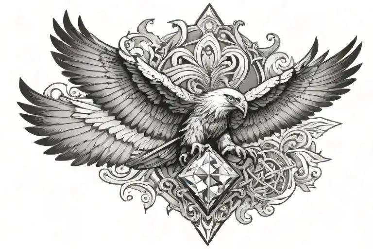 Flying Eagle Holding Diamond