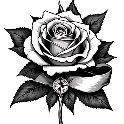 Rose With Ribbon And Kompass