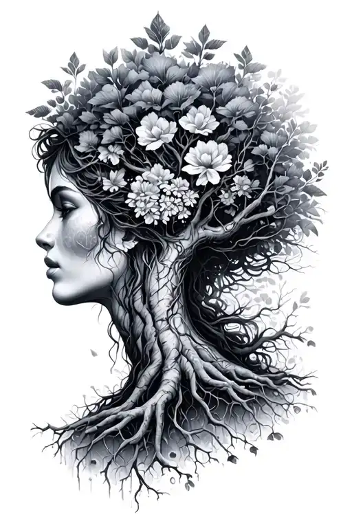 Female Roots And Tree Transformation Combined
