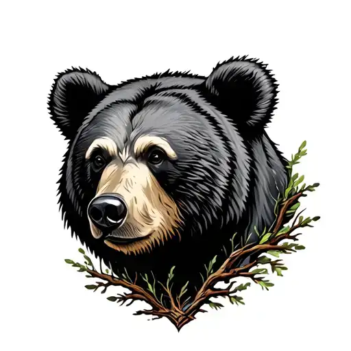 Bear And Tree Branches