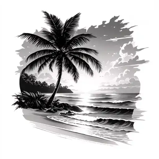 Carribbean Seascape Into A Beach Sunset