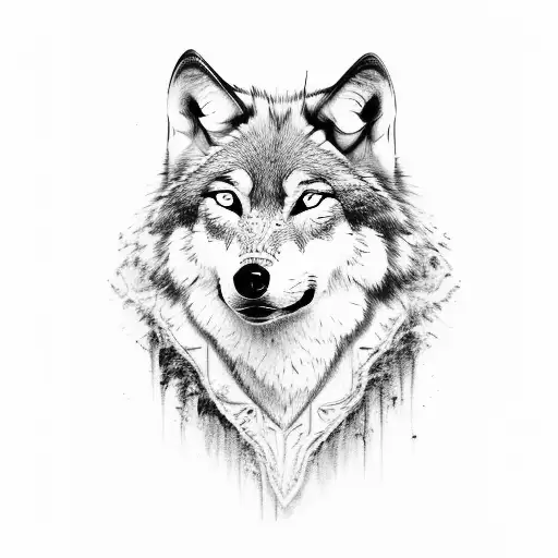 Wolf Face In A Sketch Style