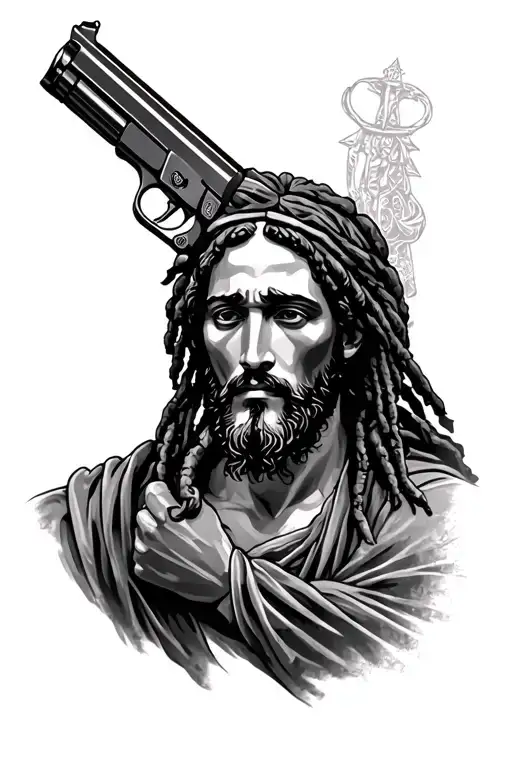 Jesus With Dreads And A Gun