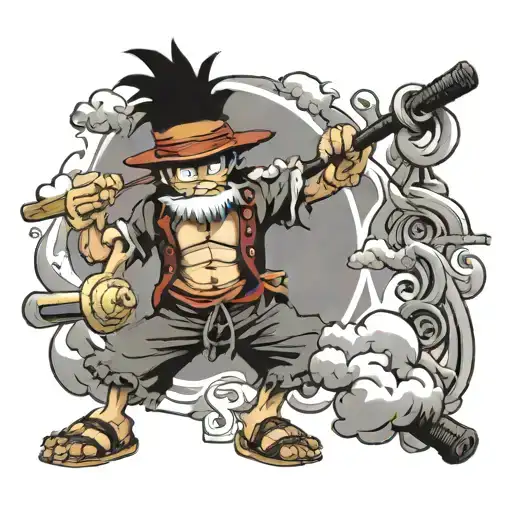 Sun Wu Kong Staff With Gear 5 Luffy Cloud Smoke