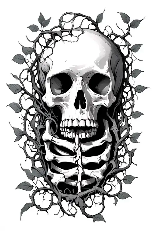 Broken Bones With Vines Growing