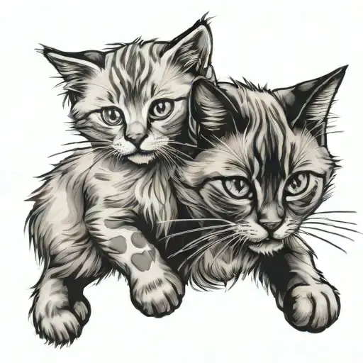 Big Ragdoll Cat Hovering Over A Small Girl