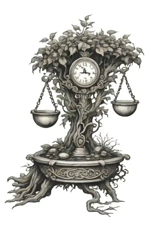 Scales Growing Out Of A Tree In A Roman Style