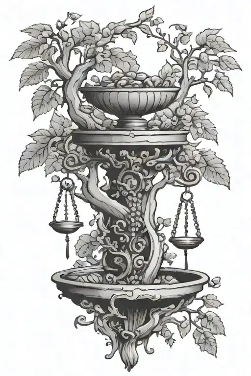 Scales Growing From A Tree In A Roman Style