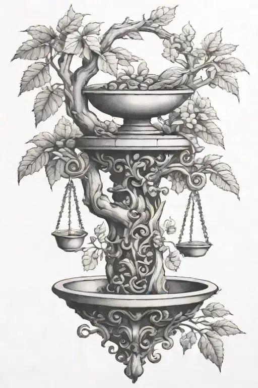 Scales Growing From A Tree In A Roman Style