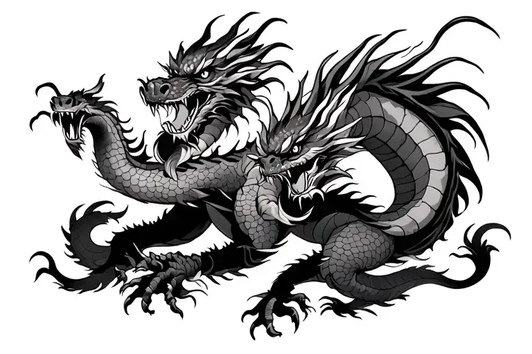 Japanese Traditional Dragon Fight Scene