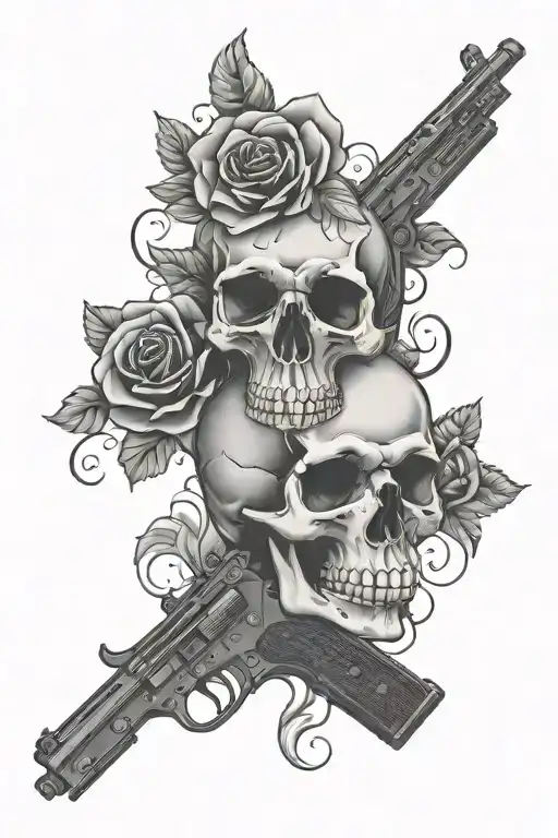 Skull Roses Guns