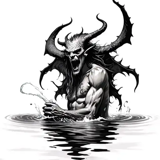 Demon Drowning In Water Half Sleeve