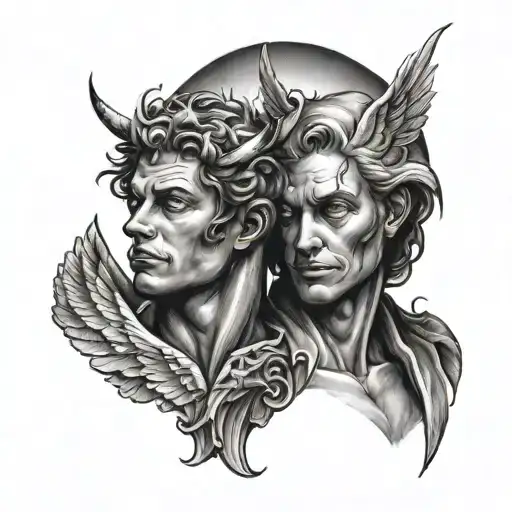 Angel And Devil Looking At Each Other