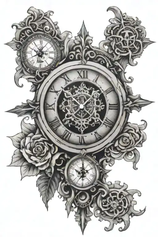 Cross With Clock Surrounded