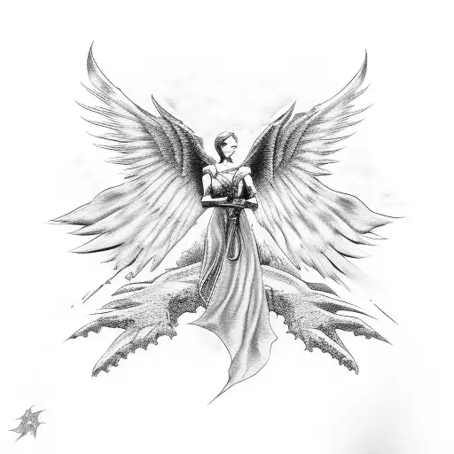 Angel Fighting Dragon