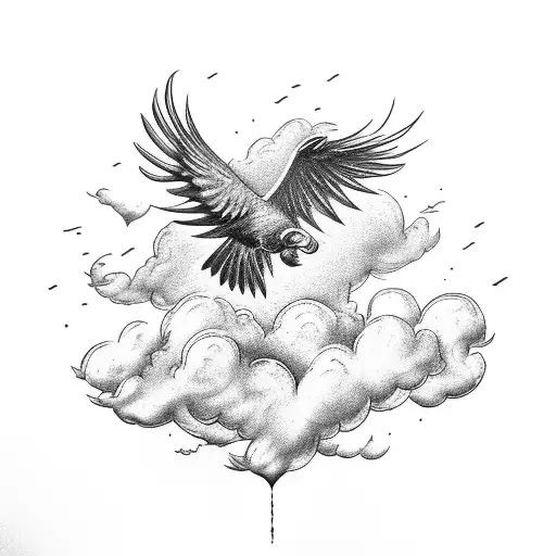 Phoenix Bird With A Background Of Clouds