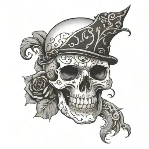 Skull Painted With Harry Potter Style Patterns