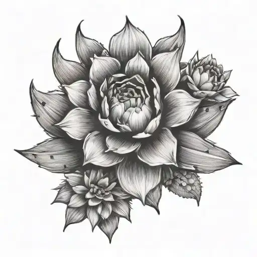 Cowskill With Cactus And Flowers