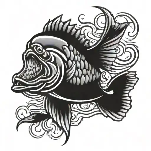 Round Logo Fish Muscle Arm Like Simpsons