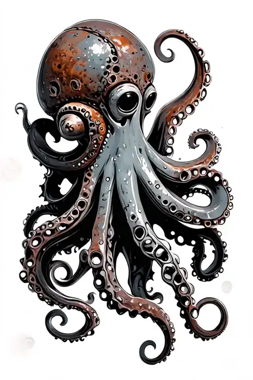 Octopus Mechanical Rusty Scrap Metal Parts Forming