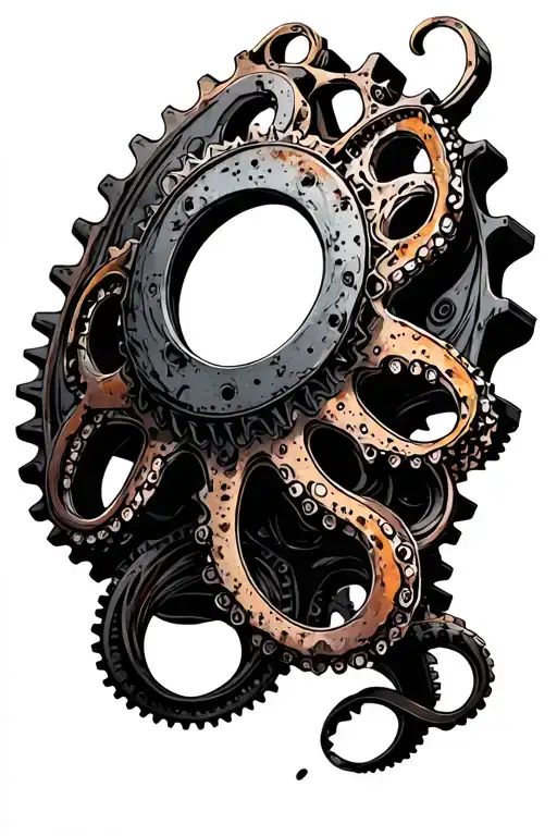 Octopus Mechanical Rusty Scrap Metal Gear Wheels Forming