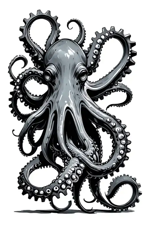 Octopus Mechanical Rusty Scrap Metal Gear Wheel Tentacles