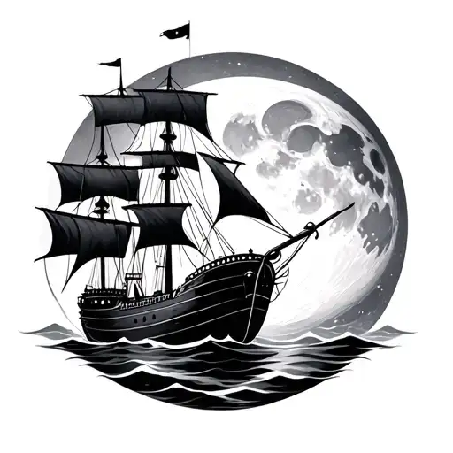 Black Pearl Boat With Moon In The Fourth Fourth
