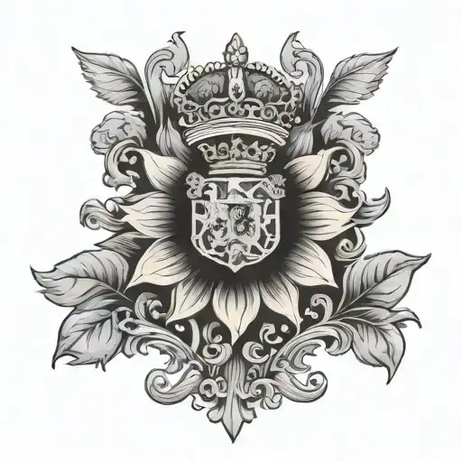 Portugal Coat Of Arms With A Sunflower In The Middle