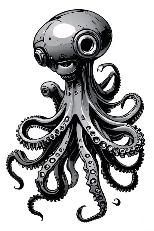 Industrial Steam Punk Robot Octopus Scrap Metal Parts Mechanical Gear Wheels