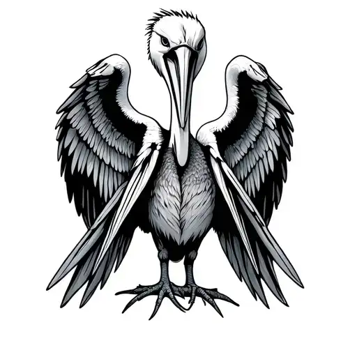 Scary Pelican Wings Open