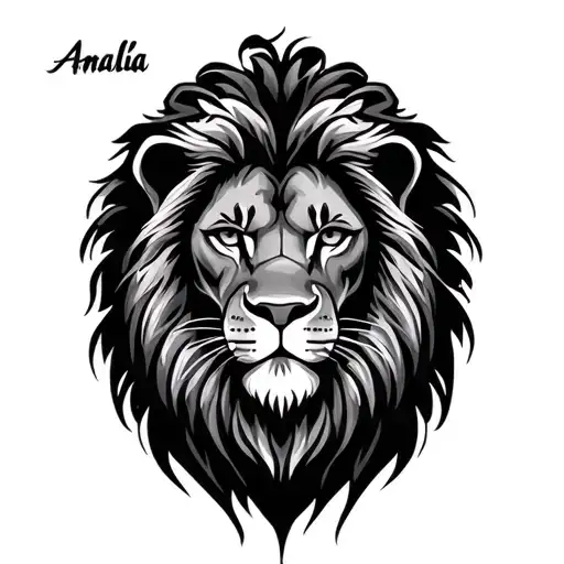 Lion Face Amalia Name Written