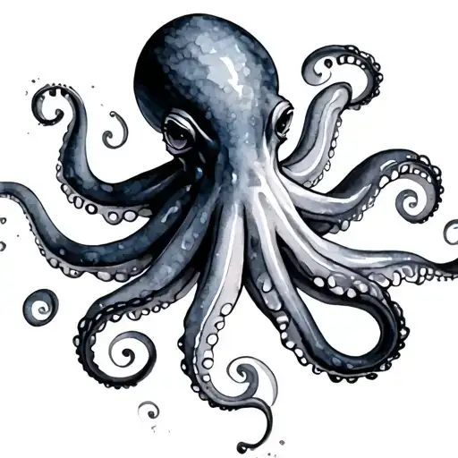 Octopus Colored Watercolor