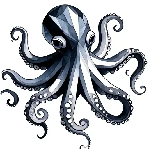 Octopus Geometric Colored Watercolor