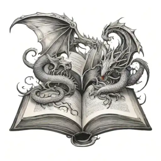 Open Book With Dragons Coming Out