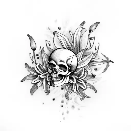 Skull With Lillies