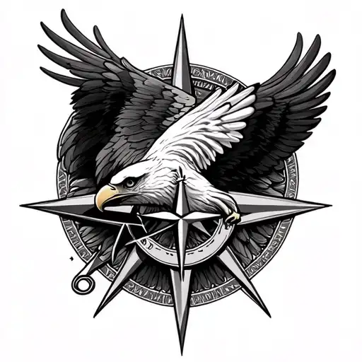 Eagle And Compass Rose Intertwined
