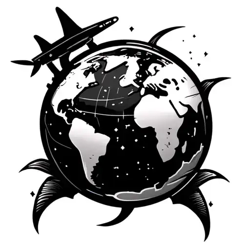 Globe With Jet Flying