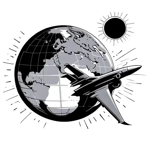 Globe With Jet Flying Towards The Sun